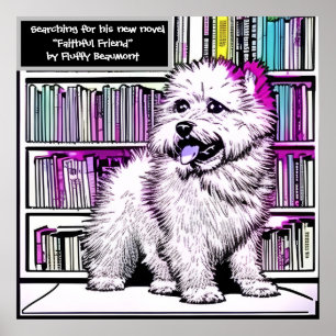 Poster Biblioteca de Cachorros Fluffy Beaumont Editável