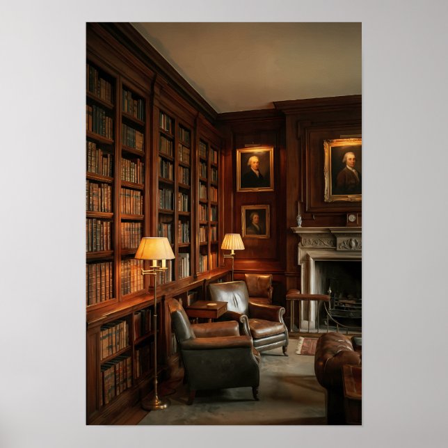 Poster Biblioteca de Dinheiro Antigo Dark Academia Decora (Frente)