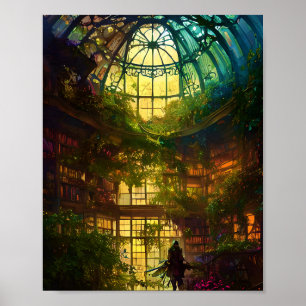 Poster biblioteca de solário de fantasia