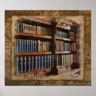 Pôster Biblioteca Medieval e Livros de Antiguidade Trabal