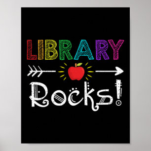 Poster Biblioteca Rocks Professor Diversão De Volta À Esc