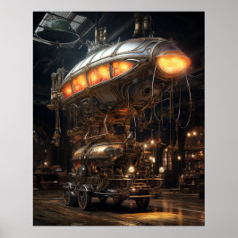 Poster Biblioteca Steampunk Antique Modelo Zeppelin Vitor