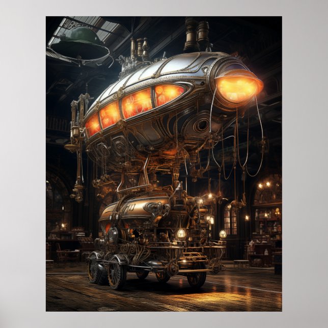 Poster Biblioteca Steampunk Antique Modelo Zeppelin Vitor (Frente)