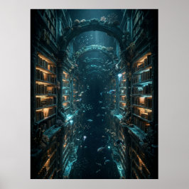 Poster Biblioteca Subaquática Arte Fantasia