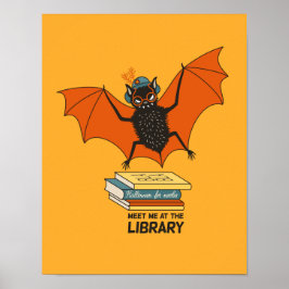 Poster Bibliotecário professor divertido morcego amante d