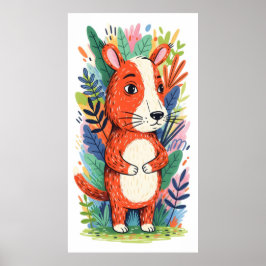 Poster bicho-branco cercado por folhagem esmagadora