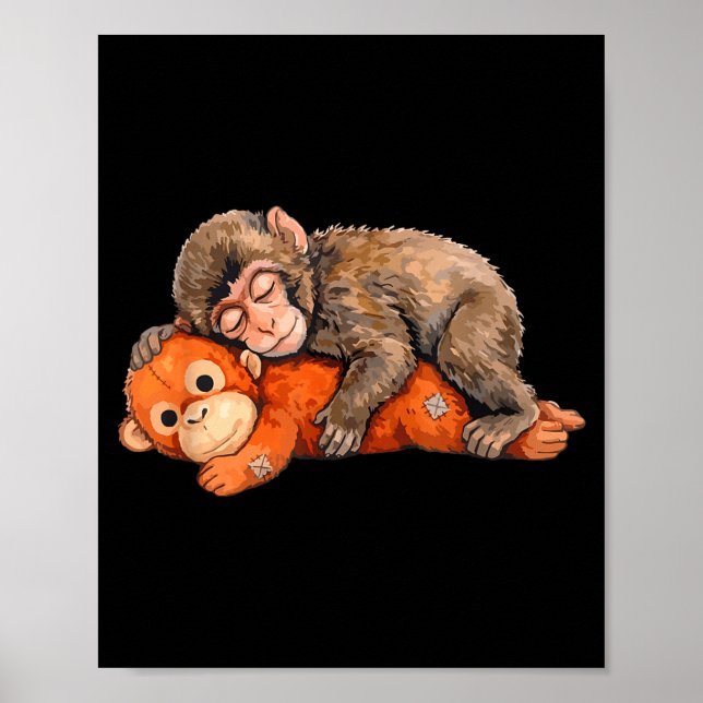 Poster Bicho de pelúcia macaco Punch cute bebê macaco com (Frente)