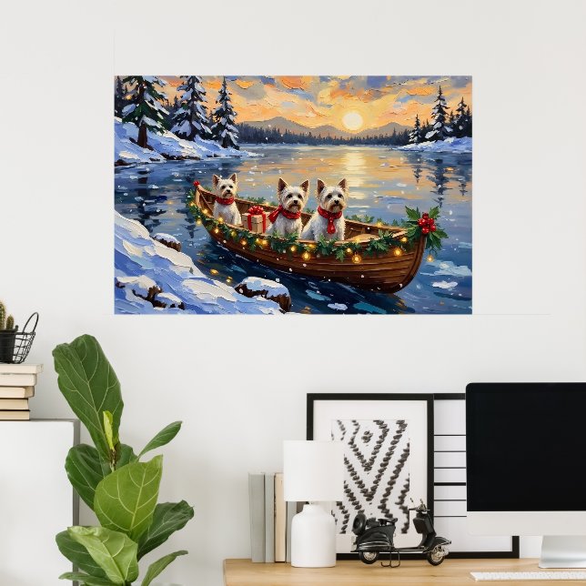 Poster Bichon Frise Christmas Boat Holiday (Escritório em casa)