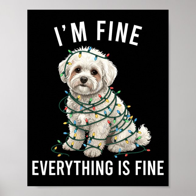 Poster Bichon Frise Christmas I'm Fine Everything Is Fine (Frente)