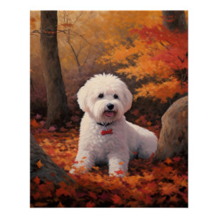 Pôster Bichon Frise das Folhas de outono Sai inspirado