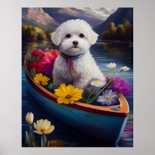 Poster Bichon Frise em uma Paddle: Uma Aventura Cênica