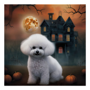 Pôster Bichon Frise Halloween Assustador