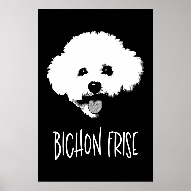 Poster Bichon Frise Pop Art Minimalist Chic Black & White (Frente)