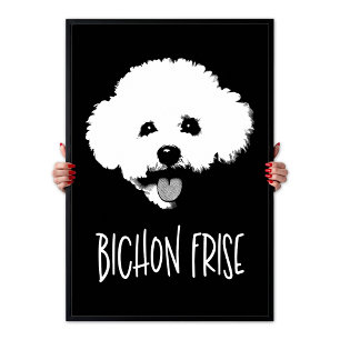 Poster Bichon Frise Pop Art Minimalista Chic Preto e Bran