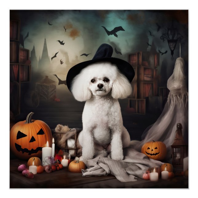 Pôster Bichon Frise Pumpkins Halloween Scary (Frente)