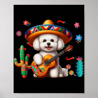 Poster Bichon Frise Sombrero Mexican Guitar Cinco De Mayo