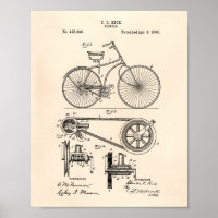 Bicicleta 1890 Patent Art - Old Peper