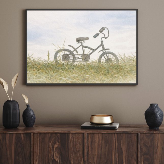 Poster Bicicleta Antiga no Esboço de Prado – Minimalista  (Criador carregado)