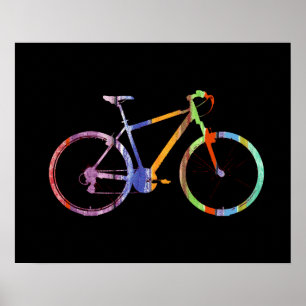 Pôster bicicleta colorida a preto