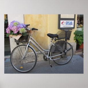 Poster Bicicleta com Cesto de Hortênsias