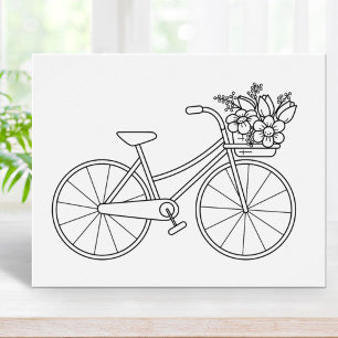 Poster Bicicleta com Página de Coloração da Cesta de Flor