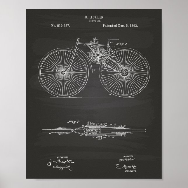 Pôster Bicicleta de Arte Patente 1893 (Frente)