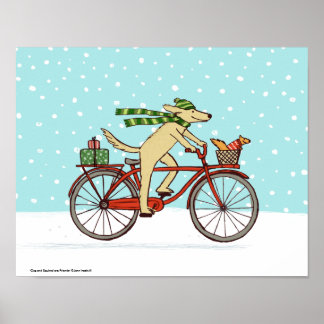 Pôster Bicicleta de Cão com Whimsical Amigo de Esquilo