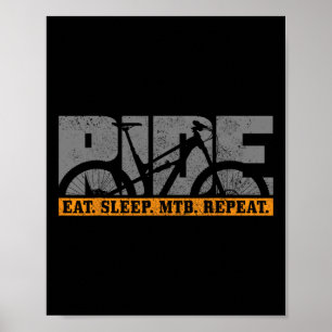 Poster Bicicleta de Montanha Comer Dormir Mtb Repetir Cic