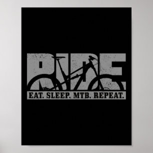 Poster Bicicleta de Montanha Comer Dormir Mtb Repetir Cic