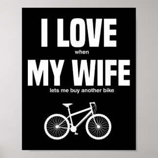 Poster Bicicleta de Montanha Eu Amo Quando Minha Esposa M