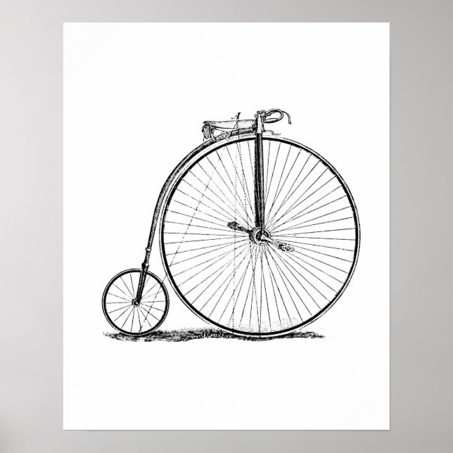 Pôster bicicleta de roda alta penny farthing (Frente)