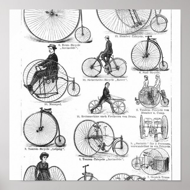Poster bicicleta de roda alta penny farthing (Frente)