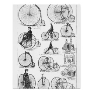 Pôster Bicicleta de Roda Alta Penny Farthing