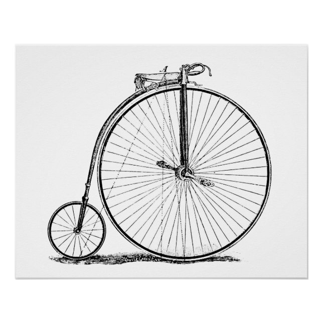 Pôster Bicicleta de Roda Alta Penny Farthing (Frente)