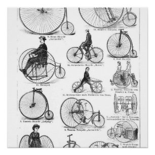 Pôster Bicicleta de Roda Alta Penny Farthing