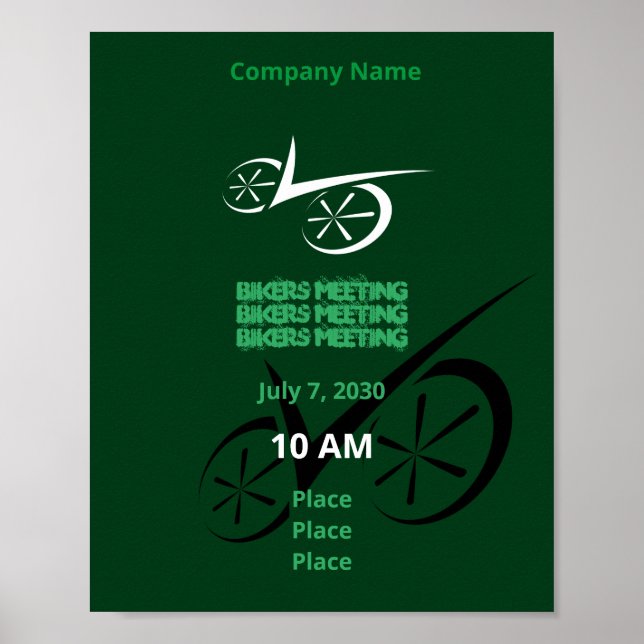Poster Bicicleta Definida Verde Inteligente (Frente)