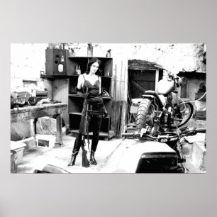 Poster Bicicleta derramada com rifle e Jack