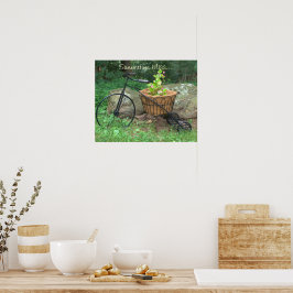 Poster Bicicleta Flores Rosa no Soquete