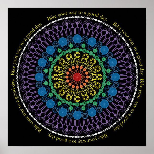 Poster Bicicleta Mandala no Bom Dia com Texto do Círculo (Frente)