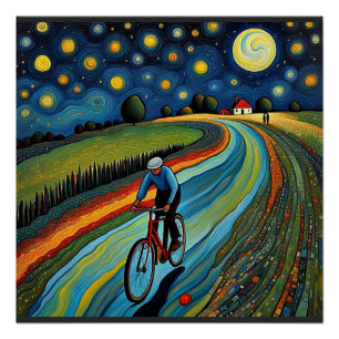 Pôster Bicicleta na noite estrelada 3