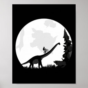 Poster Bicicleta Na Silhueta Da Lua Do Dinossauro Mtb Mon