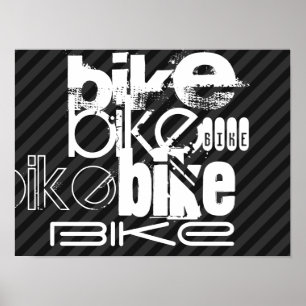 Pôster Bicicleta; Preto & obscuridade - listras cinzentas