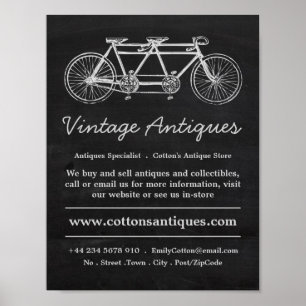 Poster Bicicleta Tandem e Quadro, Revendedor Antiquado, L