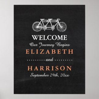 Poster Bicicleta Tandem No Casamento De Chalkboard