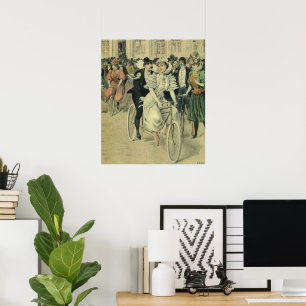 Poster Bicicleta Vitoriana de Casamento e Bicicleta Newly