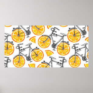 Poster Bicicletas bonitas com rodas laranja. Manipulaçã