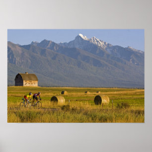 Pôster Bicicletas de estrada correm pela estrada nacional