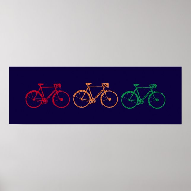 Poster bicicletas verdes amarelas vermelhas (Frente)