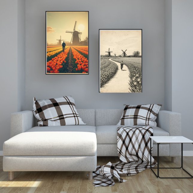 Poster Bicycle through Tulip Fields – Dutch Countryside  (Criador carregado)