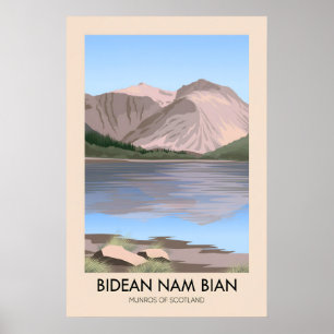 Poster Bidean Nam Bian Munros Da Escócia Cartaz De Viagem